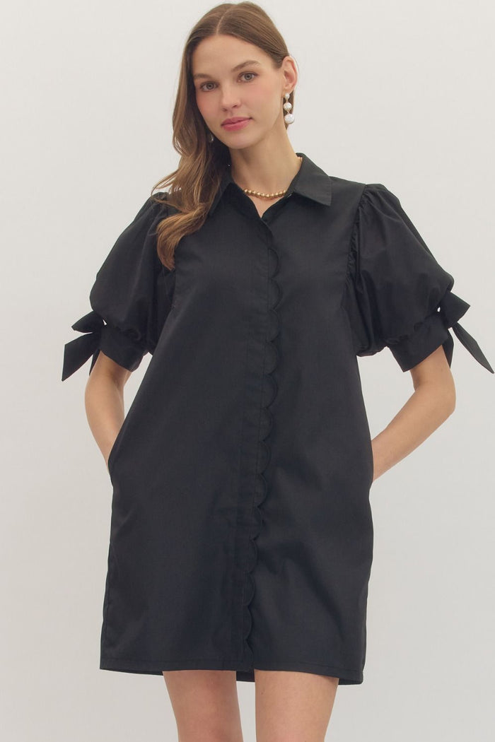 willing to take it scalloped detail dress