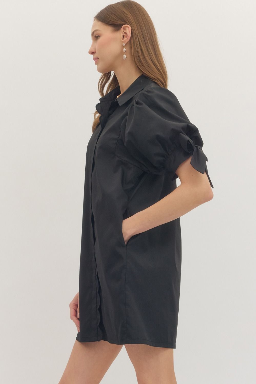 willing to take it scalloped detail dress