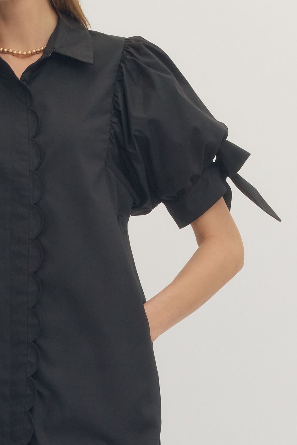 willing to take it scalloped detail dress