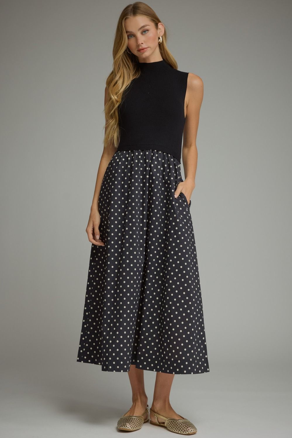 sunday stroll midi dress | polka dot