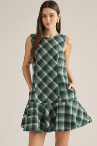 spruce it up plaid babydoll dress