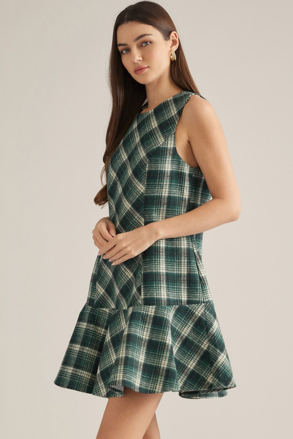 spruce it up plaid babydoll dress