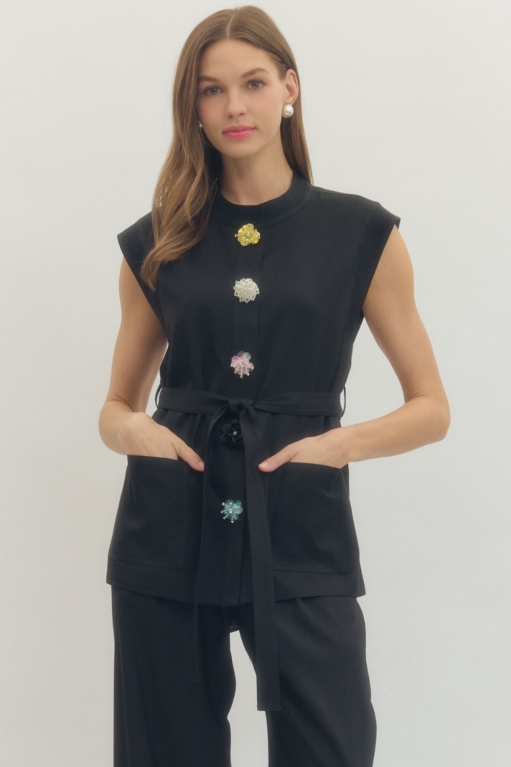 eloise embellished self-tie top