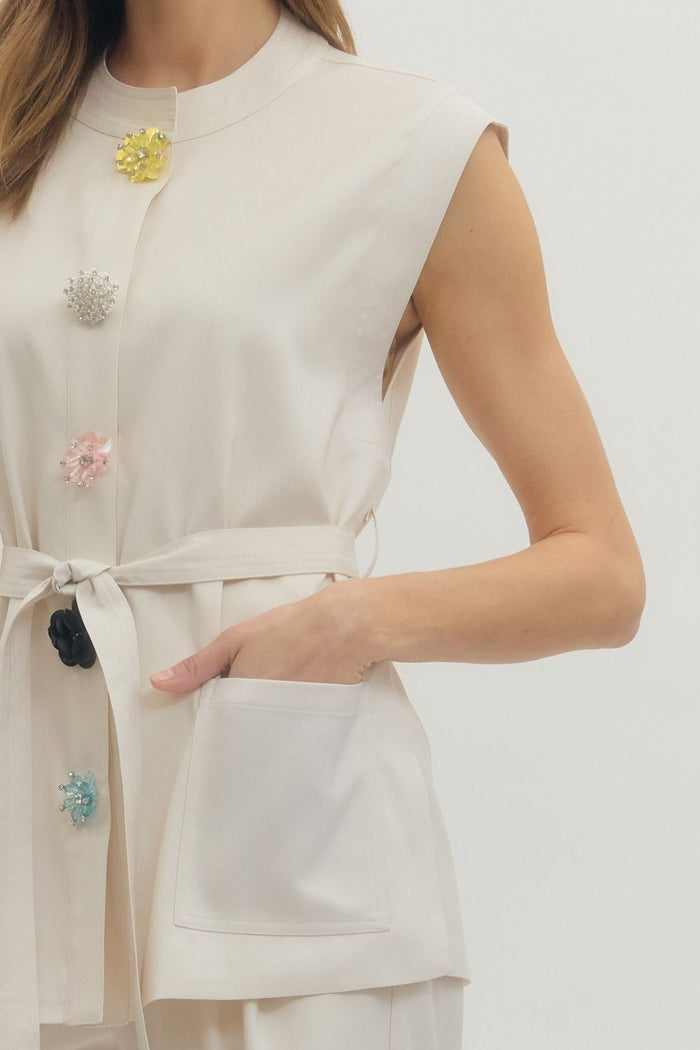 eloise embellished self-tie top