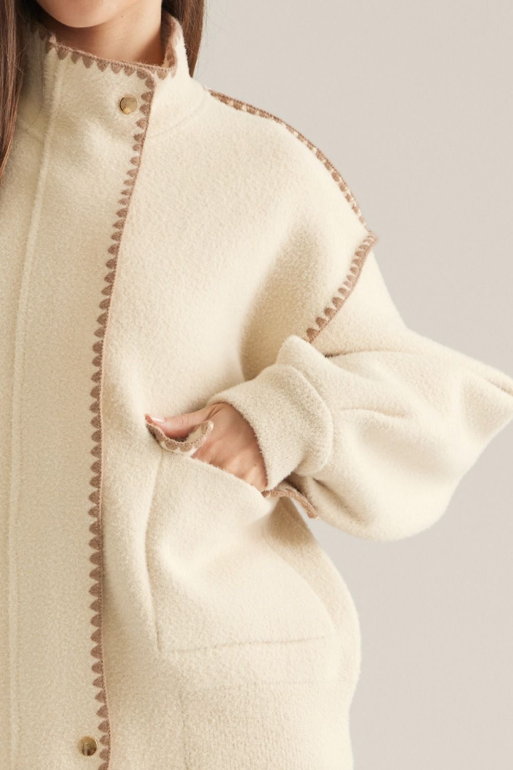 soft spot whipstitch trim jacket