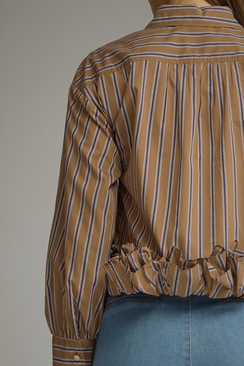 talk soon ruffle button-up