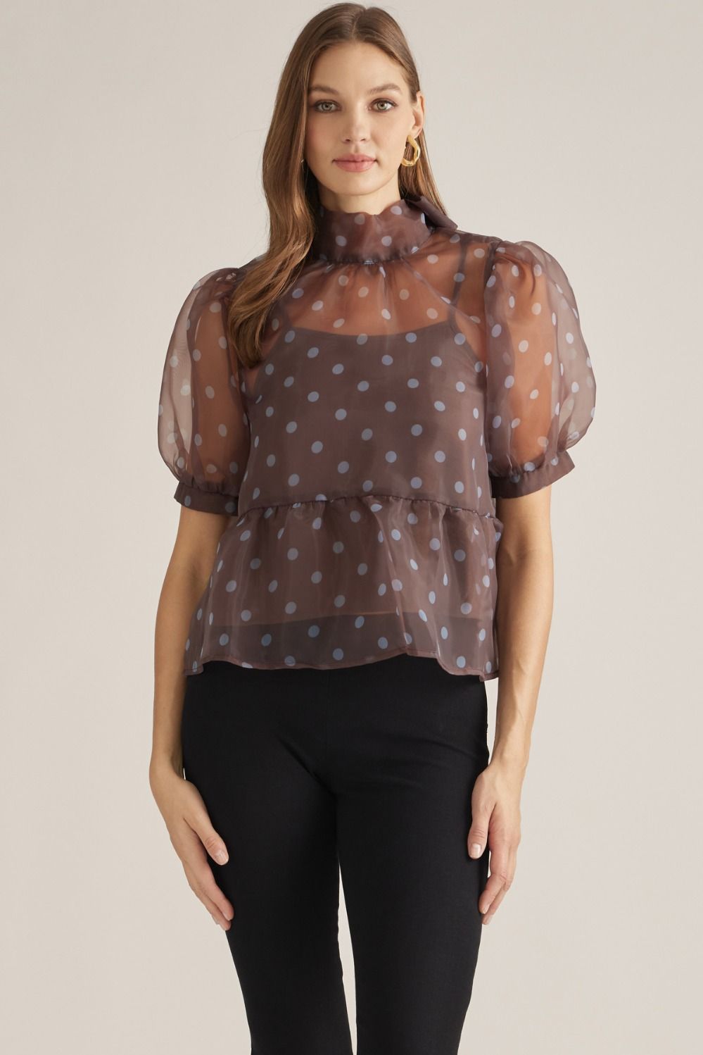 dottie polka dot puff peplum