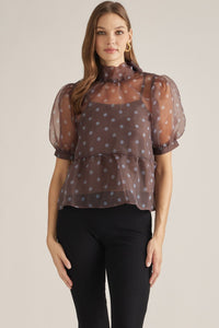 dottie polka dot puff peplum