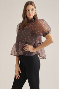dottie polka dot puff peplum