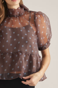dottie polka dot puff peplum