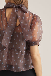 dottie polka dot puff peplum