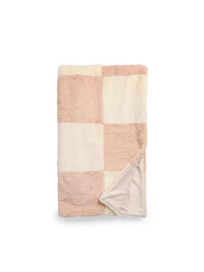check faux fur blanket