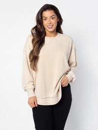 chicka-d burnout hi-low sweatshirt | oatmeal