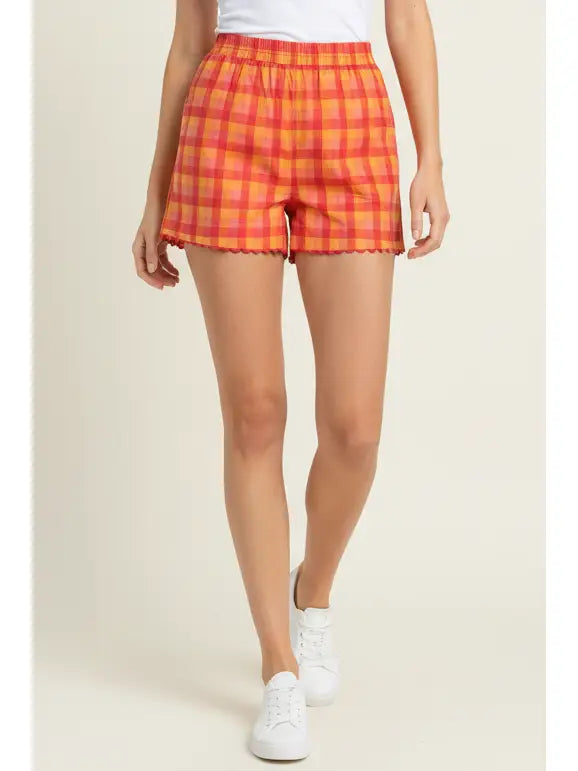 orange crush scallop hem shorts