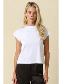 warm welcome cap sleeve cropped tee