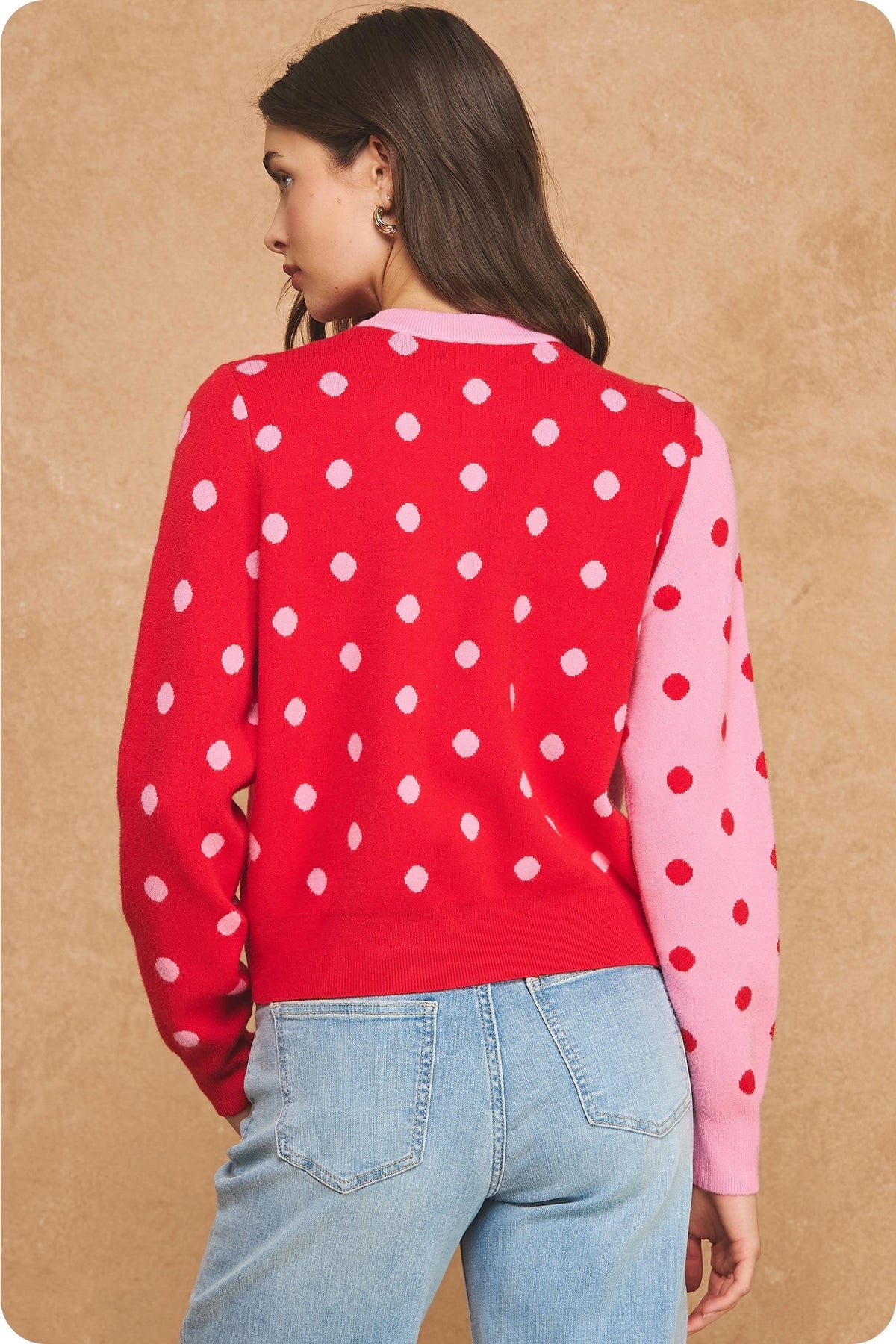 halfsies polka dot cardigan