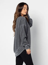 chicka-d burnout hi-low sweatshirt | charcoal