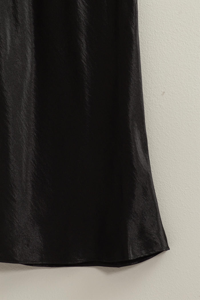 ava silky maxi skirt | black