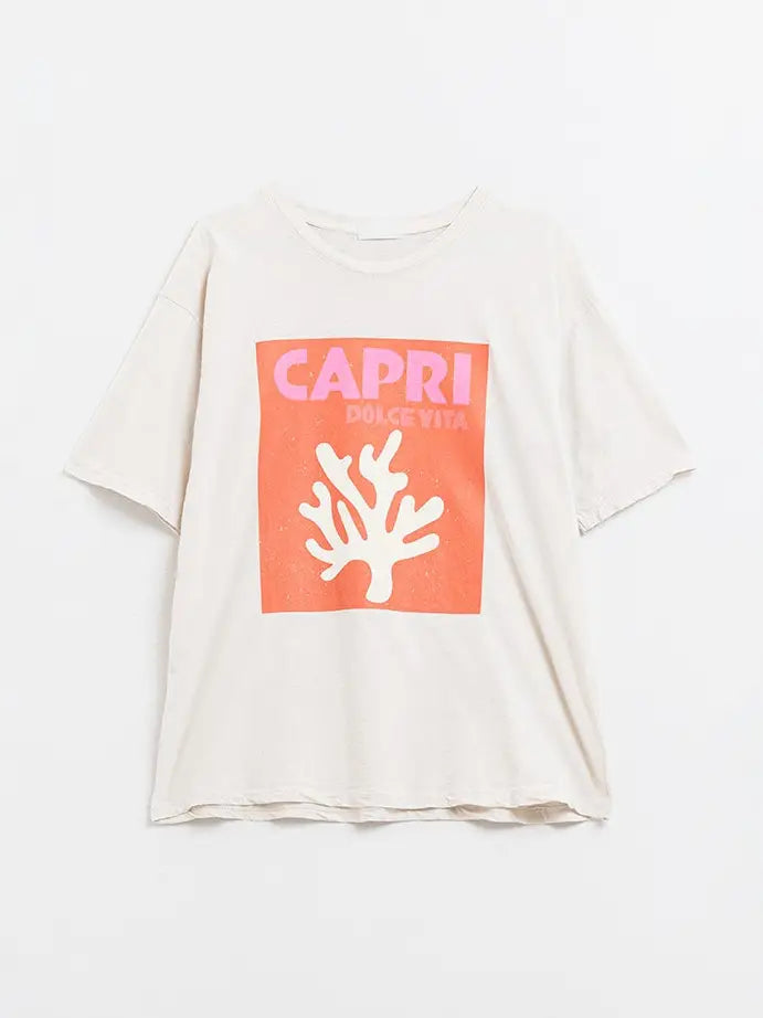 capri la dolce vita white tee