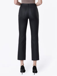 jeanne faux leather black stretch denim