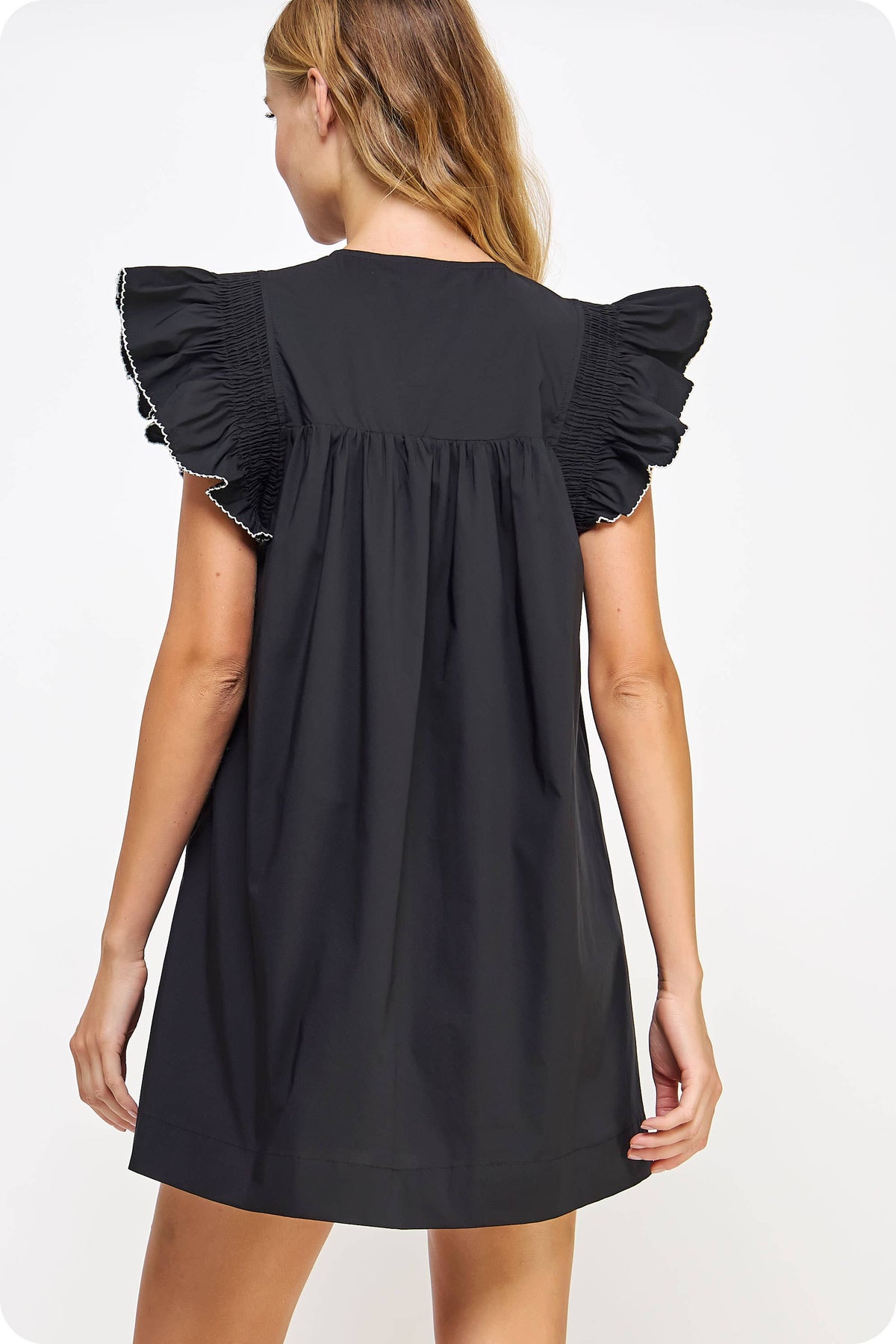 collier contrast edge flutter dress