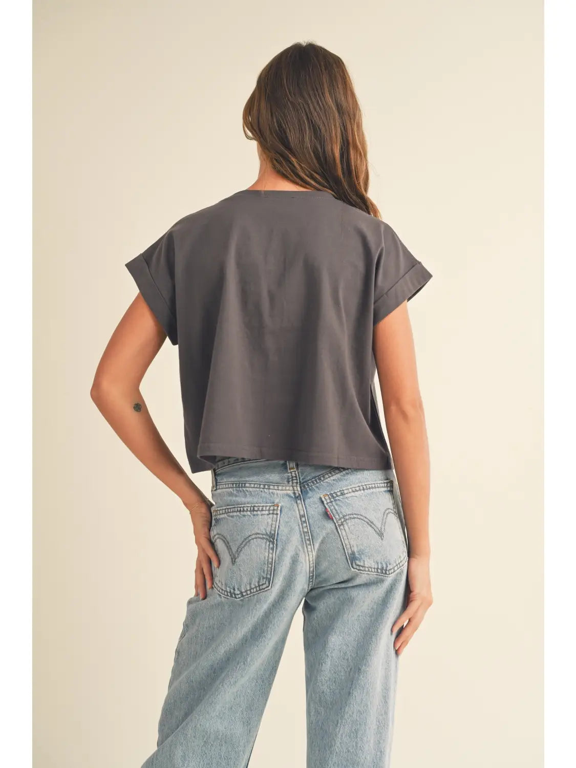 cool girl cuffed sleeve tee