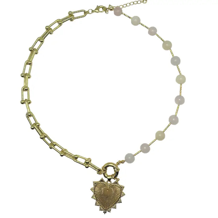 intricate heart charm necklace | ivory