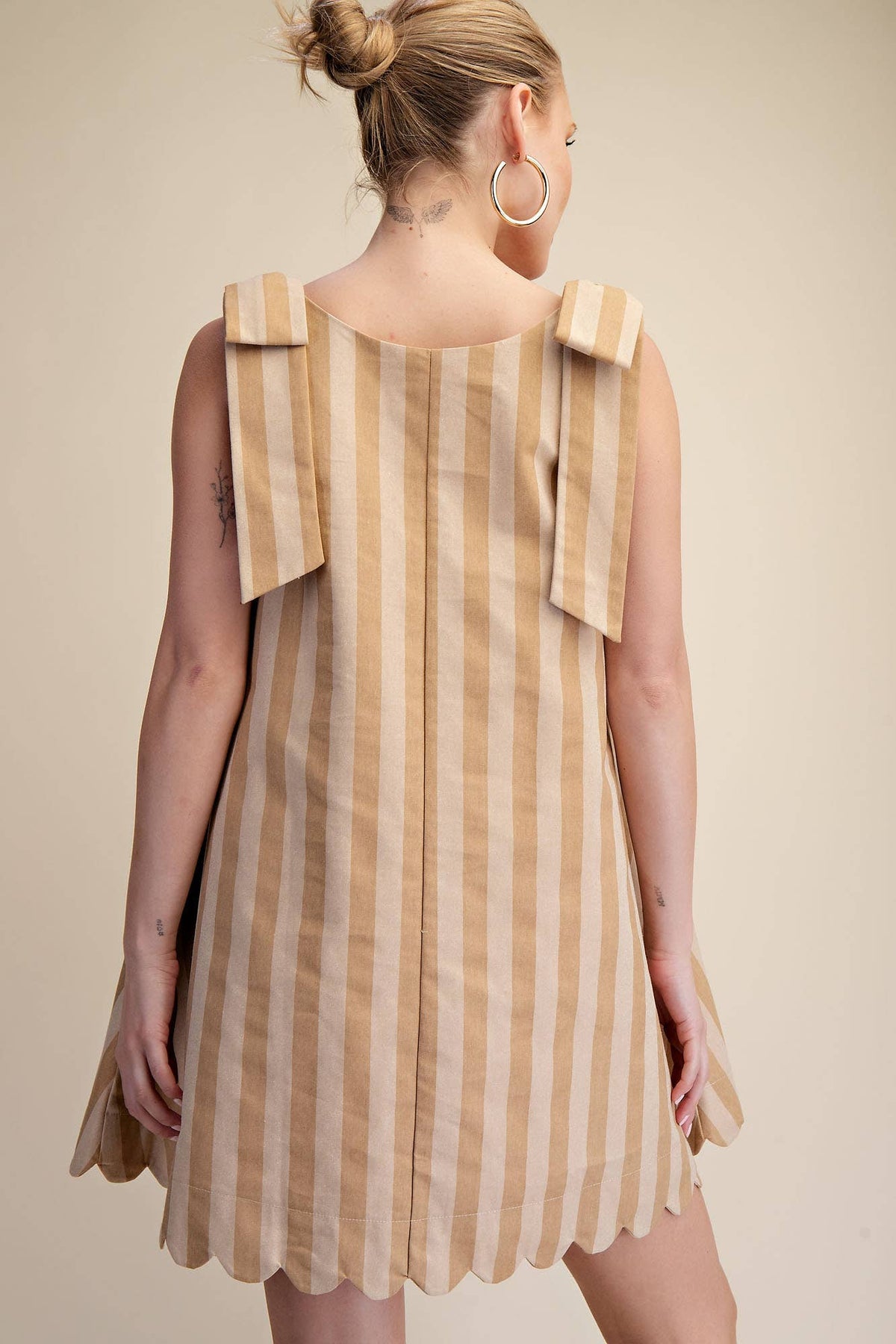 finding my way scallop stripe mini dress