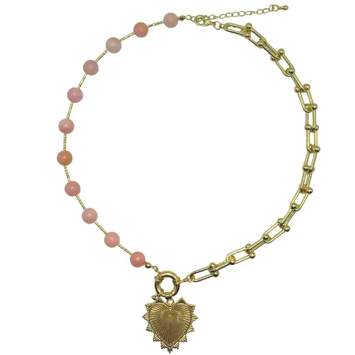 intricate heart charm necklace | pink