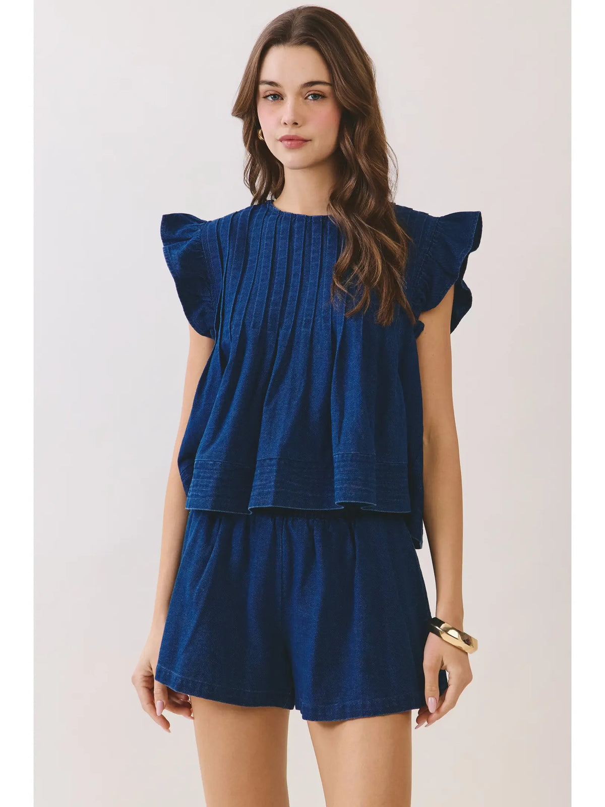 on repeat flutter denim set