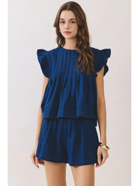 on repeat flutter denim set