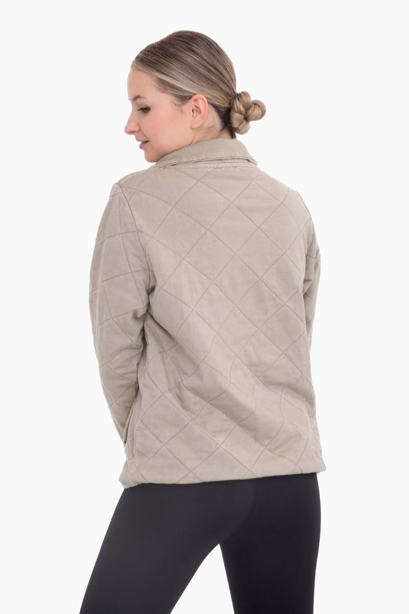 quilted mineral wash half-zip pullover