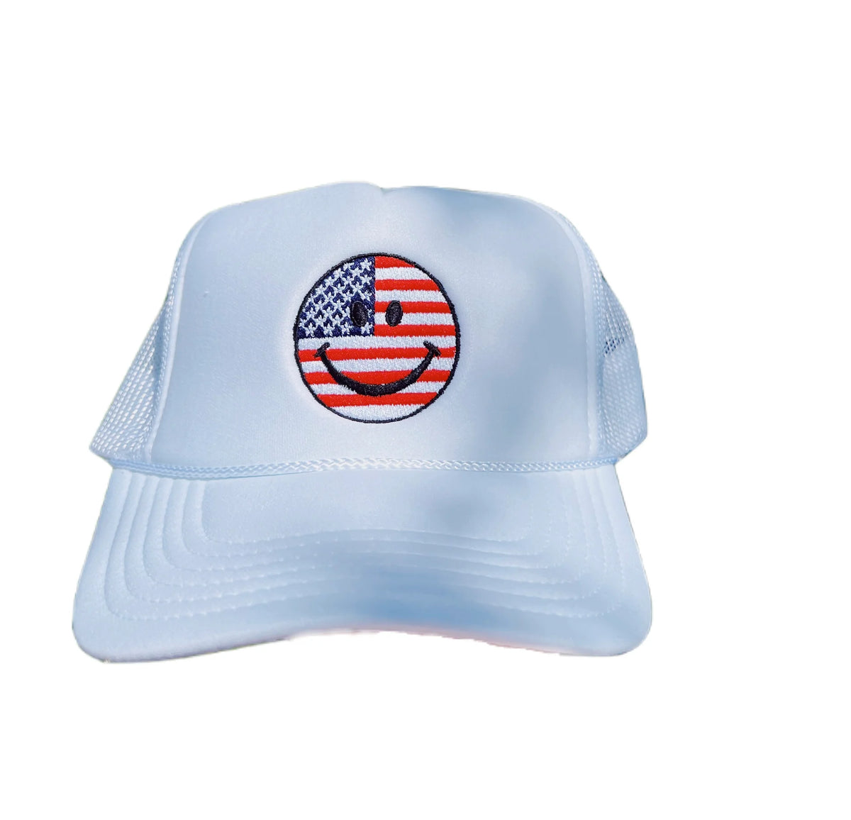 smiley face usa trucker hat