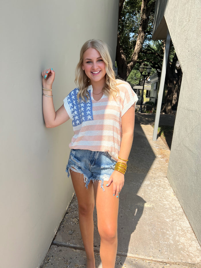 vintage american flag knit sweater