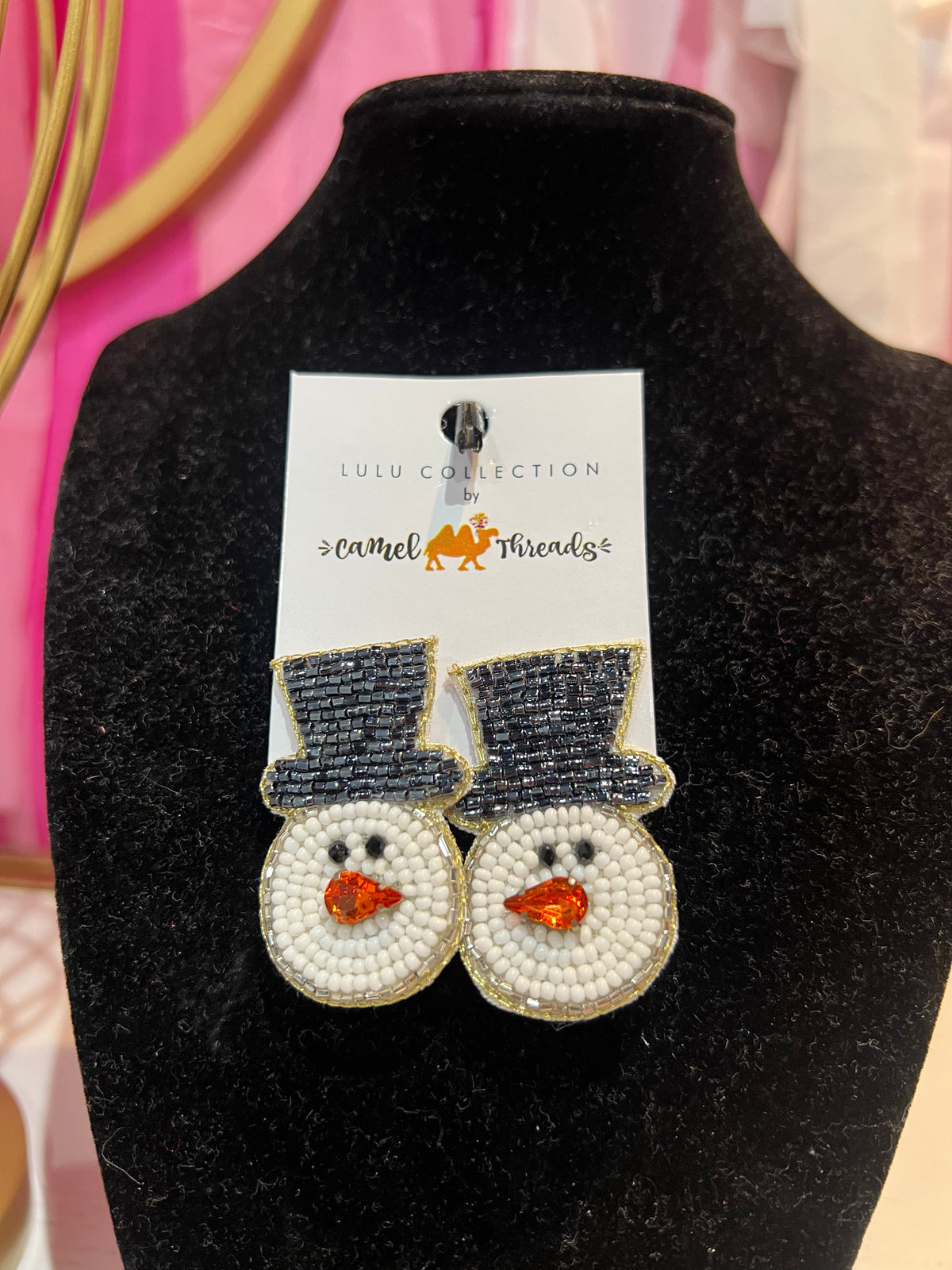 snowman beaded earrings