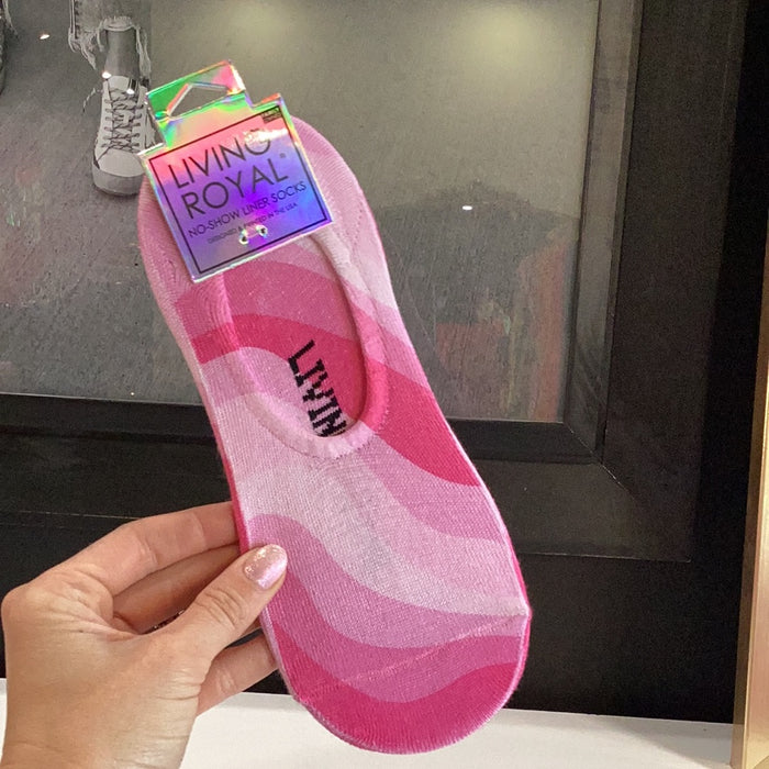 pink waves liner socks
