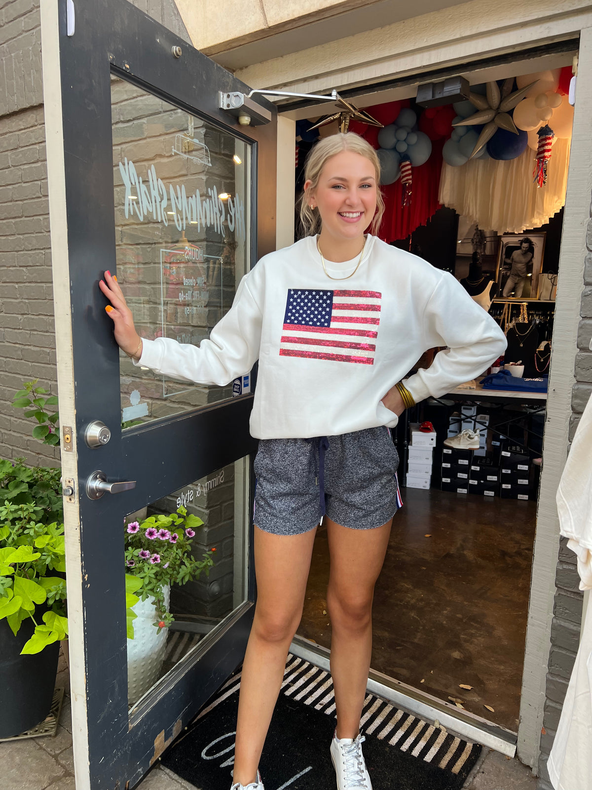 sequin american flag sweatshirt