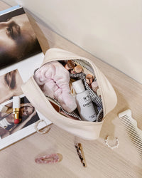 lacey quilted makeup bag