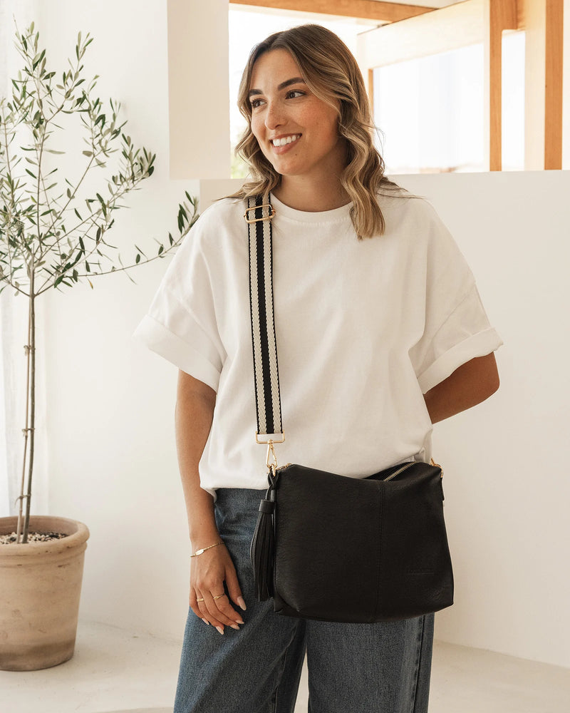 daisy stripe crossbody bag