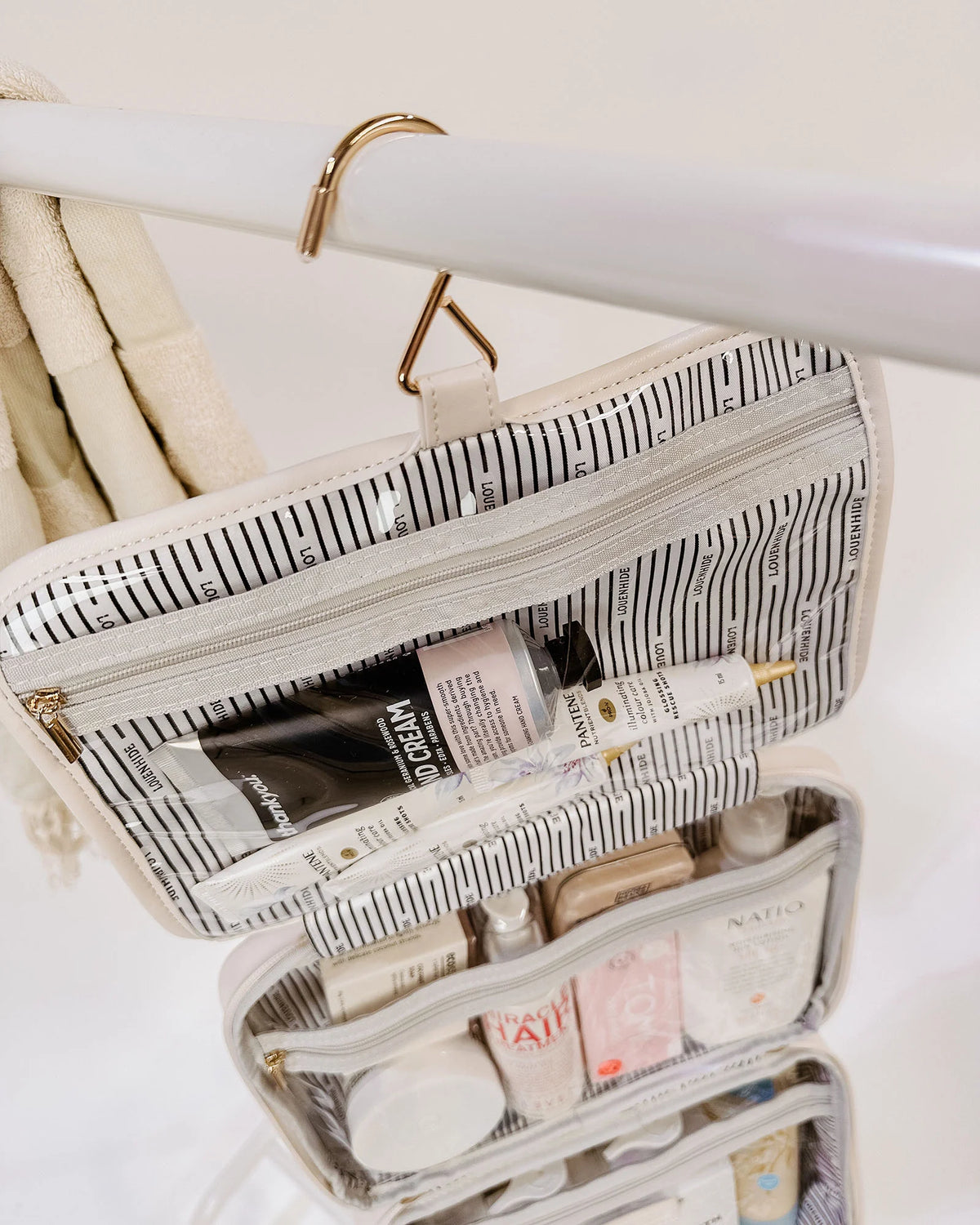 maggie quilted hanging toiletry case