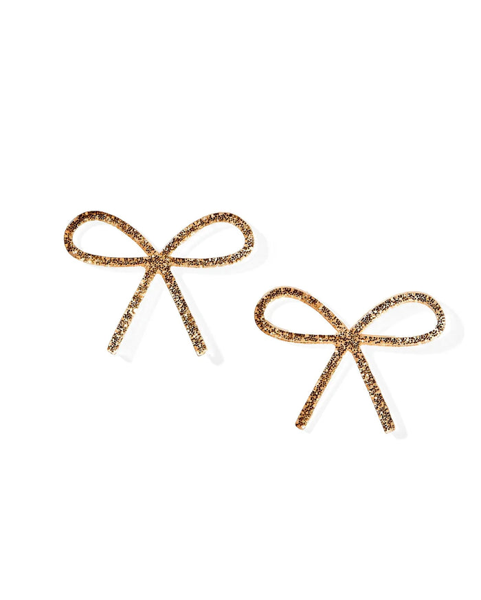 lola gold glitter bow earrings