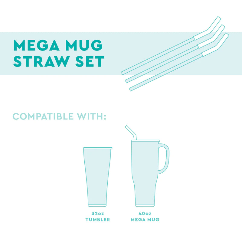 swig white/aqua/black straw set (40oz mega mug)