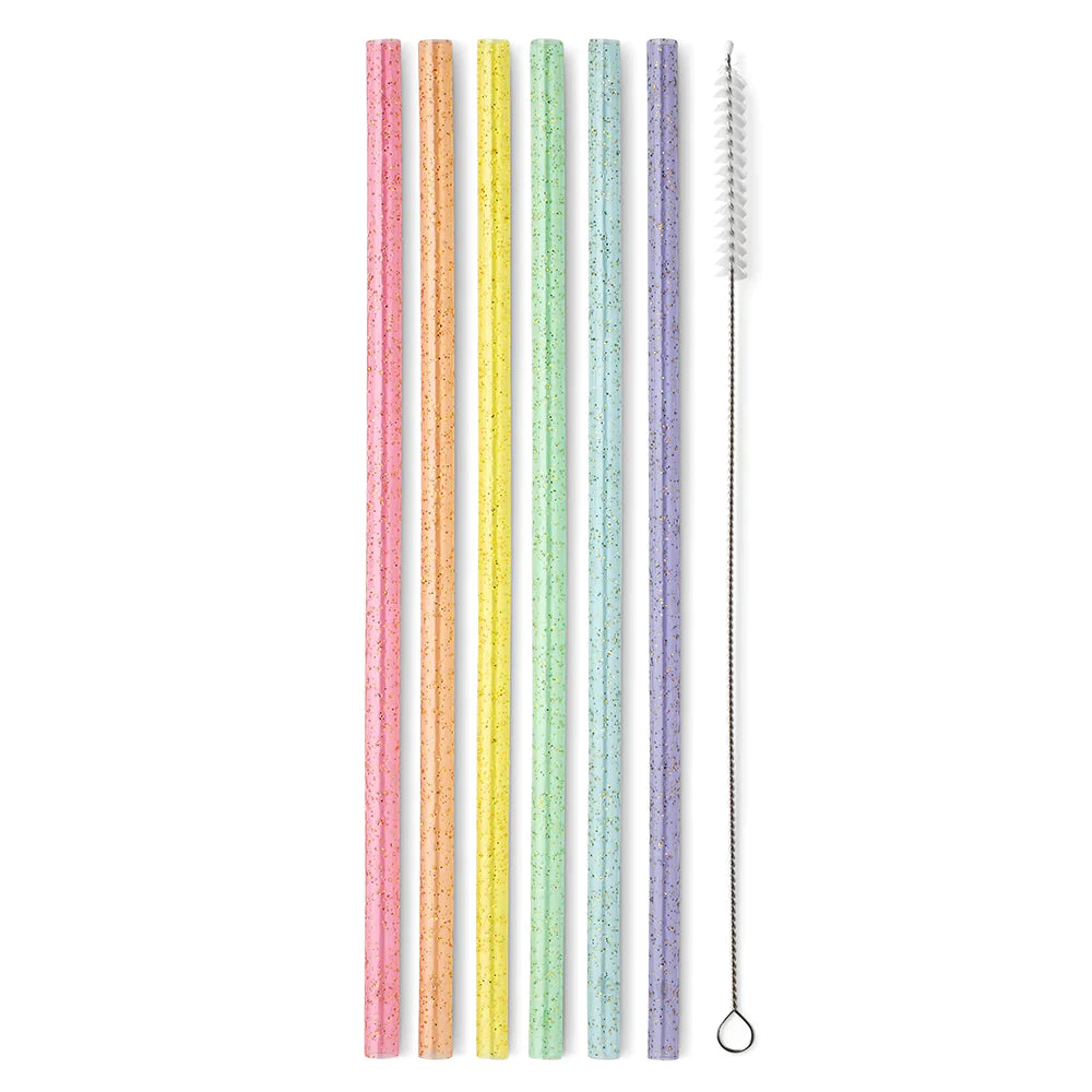 swig rainbow glitter reusable straw set