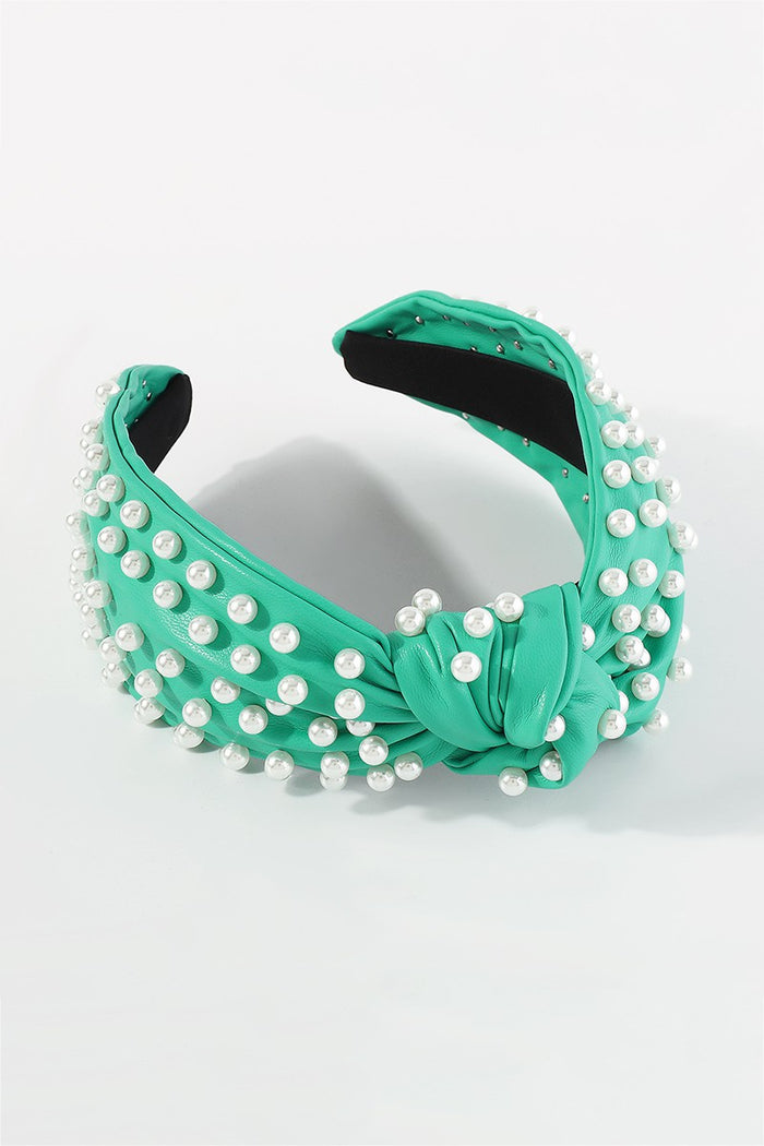 seafoam pearl knotted headband