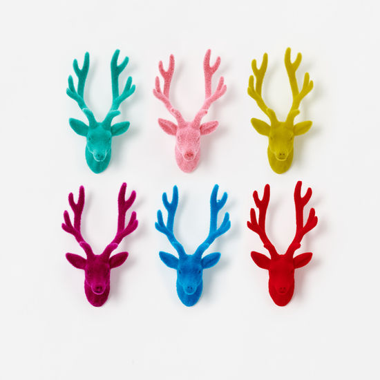 velvet flocked reindeer | ornament/wall mount