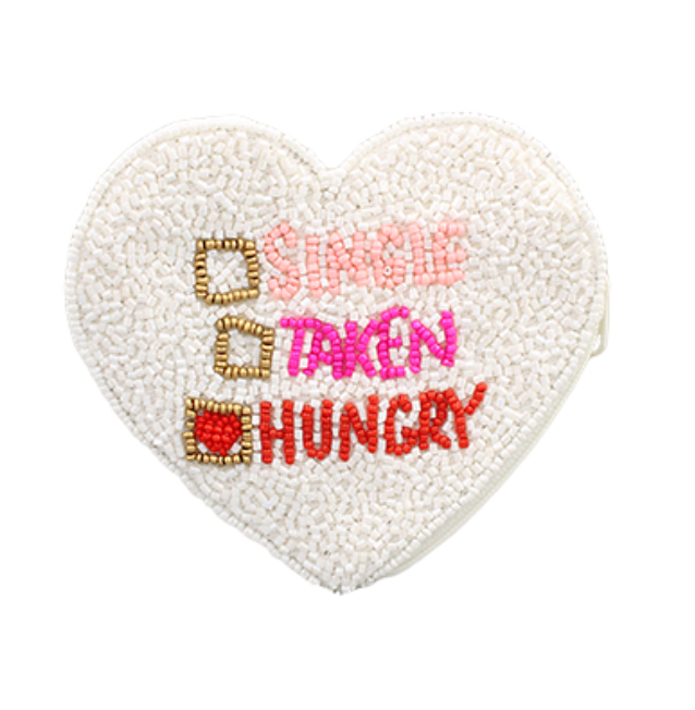 single taken hungry beaded coin purse
