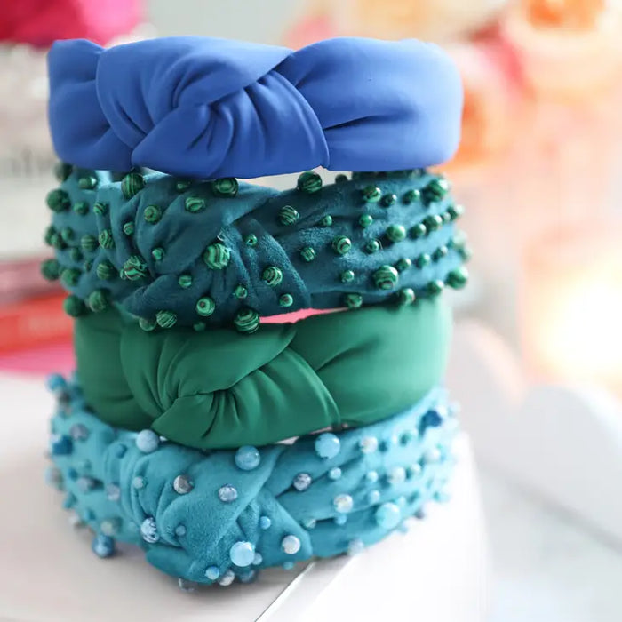 malachite beaded emerald velvet headband