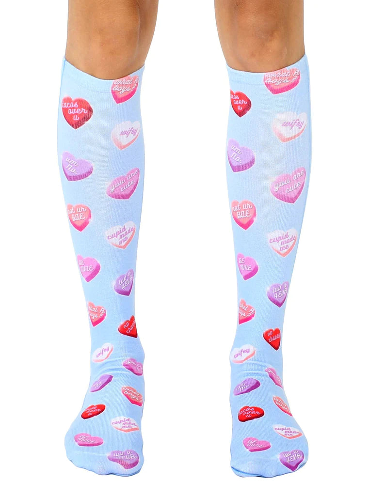 sassy candy hearts crew socks