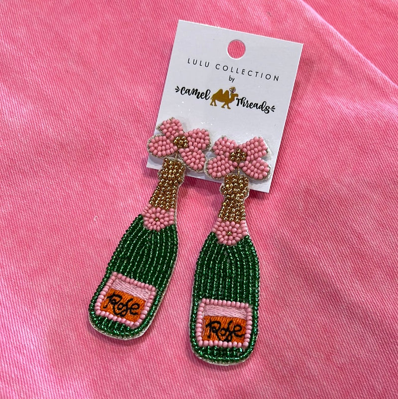 beaded rosé earrings