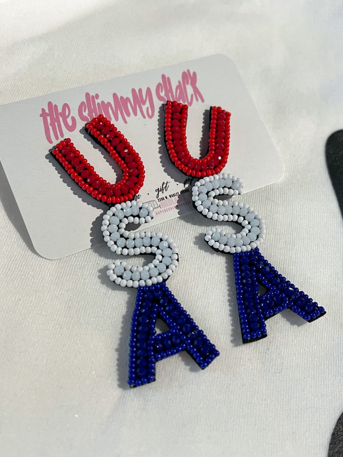 USA beaded earrings